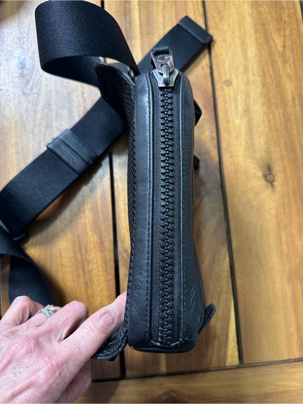 Coach Mini Edge Black Leather Belt Bag/Sling Pack - Picture 5 of 9
